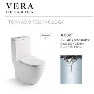 VERA ONE PIECE RIMLESS TORNADO WC - A032T - lightings.com.sg